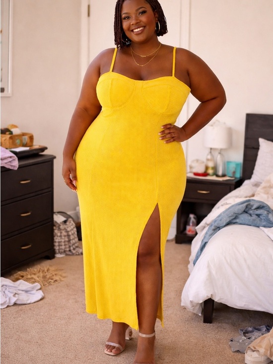 Marshalls Dresses & Skirts - Marshalls Yellow Dress with Front Slit